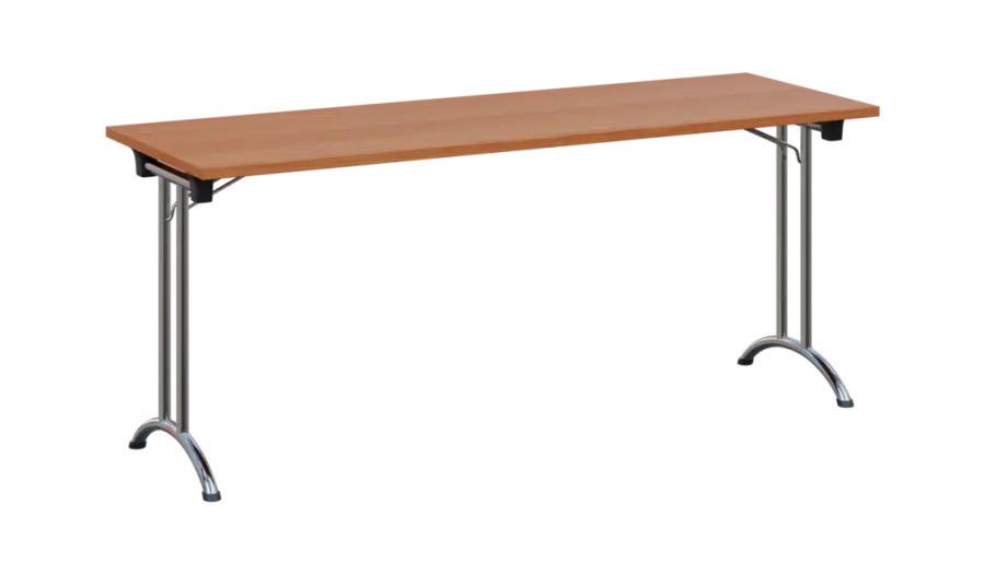 SLC 180 chrom skládací jednací stůl 1800x600, deska 25 mm, podnož chrom, deska olše jantar